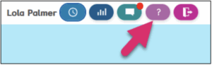 The K-2 Exact Path screen with an arrow pointing to a purple button with a question mark